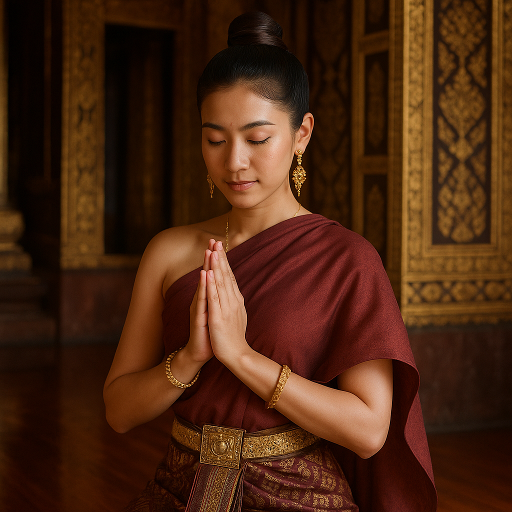 Thailandsk person udfører wai-gestus