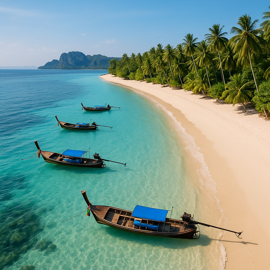 Luftfoto af en rolig strand i Thailand