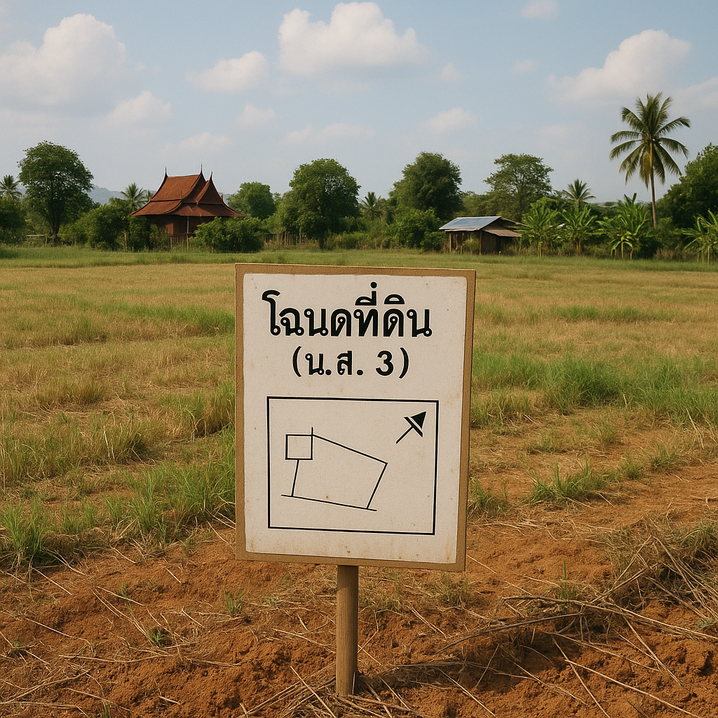 Landbrugsjord med Nor Sor 3-titel i Thailand
