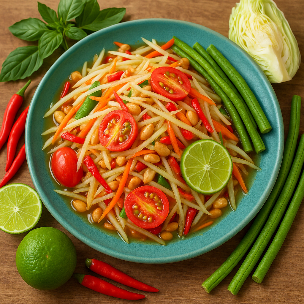 Farverig Som Tum Grøn Papayasalat