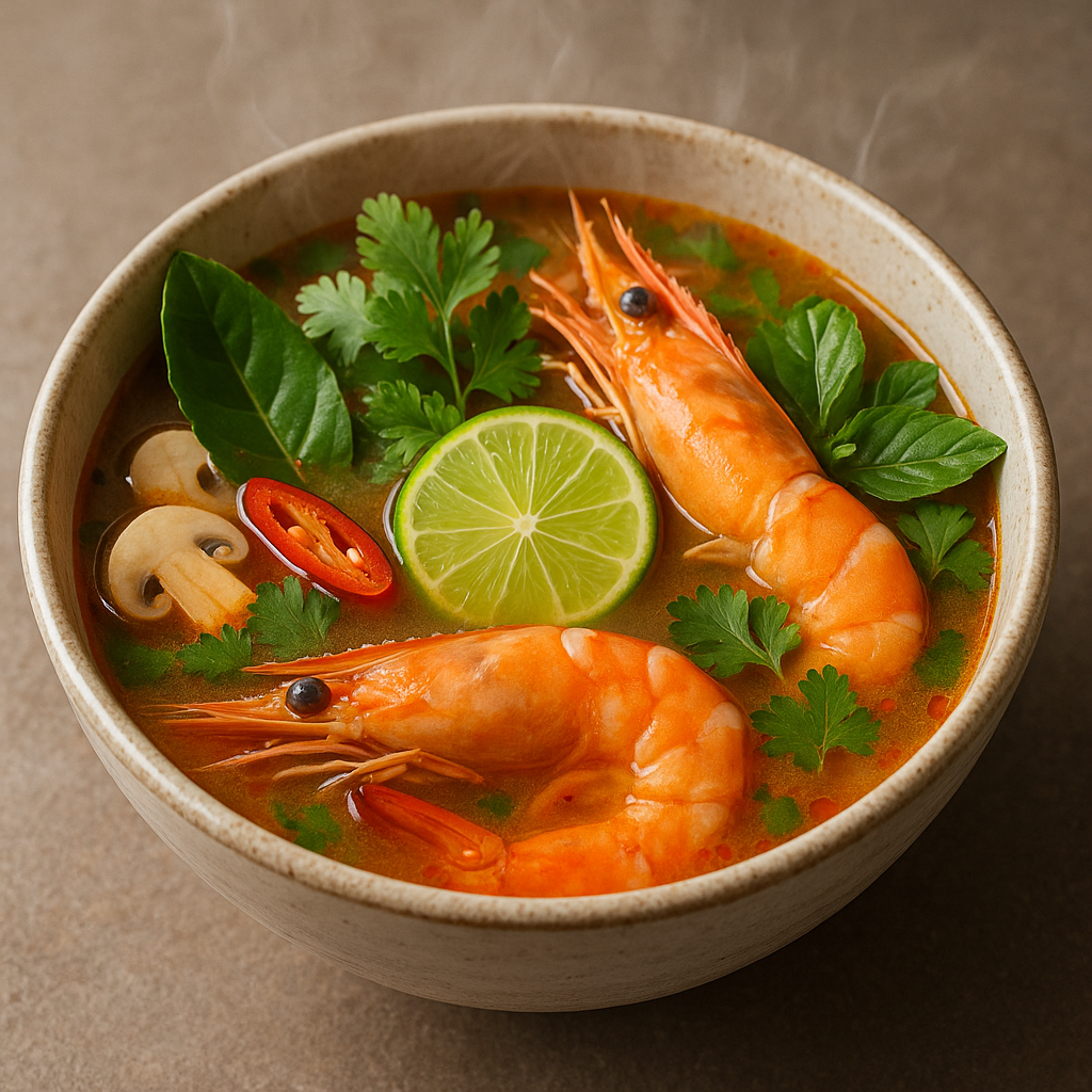 Tom Yum Goong suppe med friske krydderurter