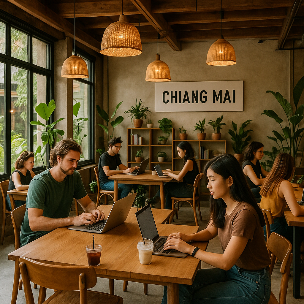 Trendy coworking-rum i Chiang Mai