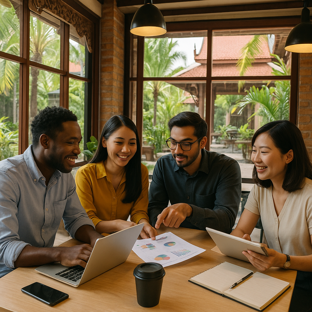 Professionelle samarbejder i co-working space i Thailand