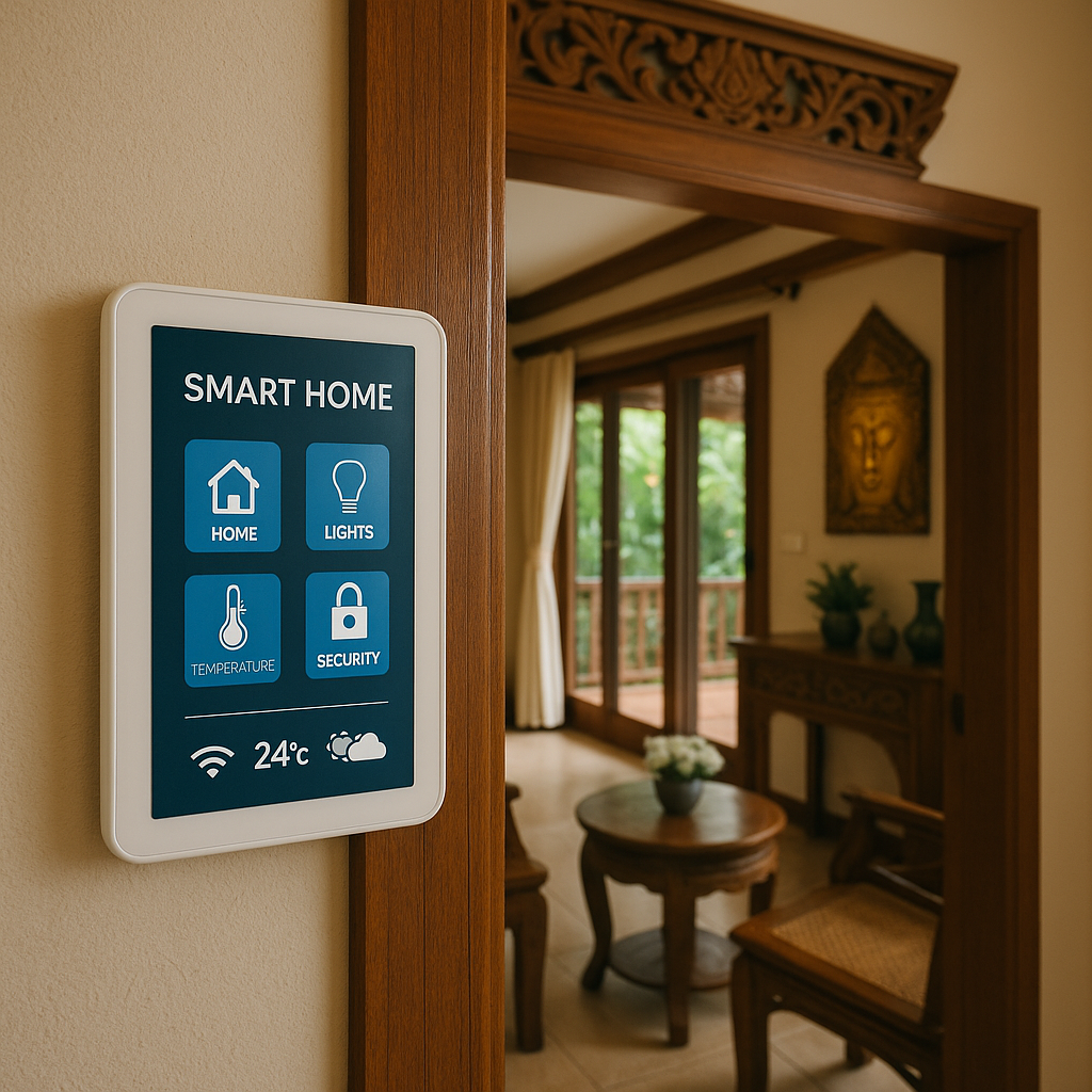 Smart home-teknologi kontrolpanel i et thailandsk hjem