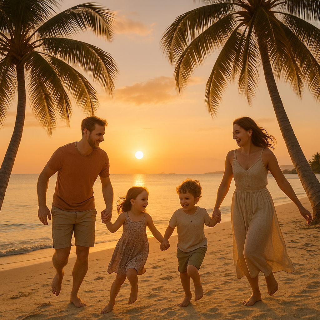 Familie nyder Koh Samui strand