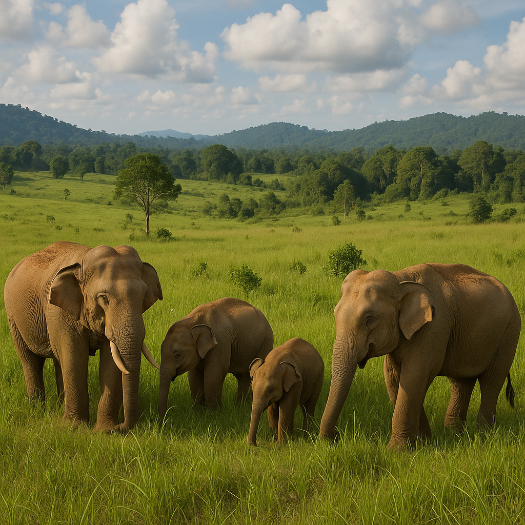 Elefanter, der vandrer i Khao Yai Nationalpark