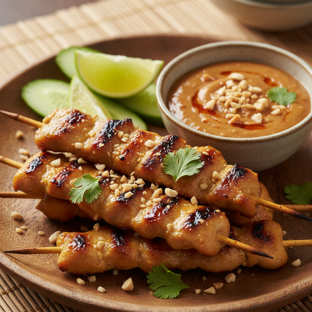 Thai satay skewers with peanut sauce