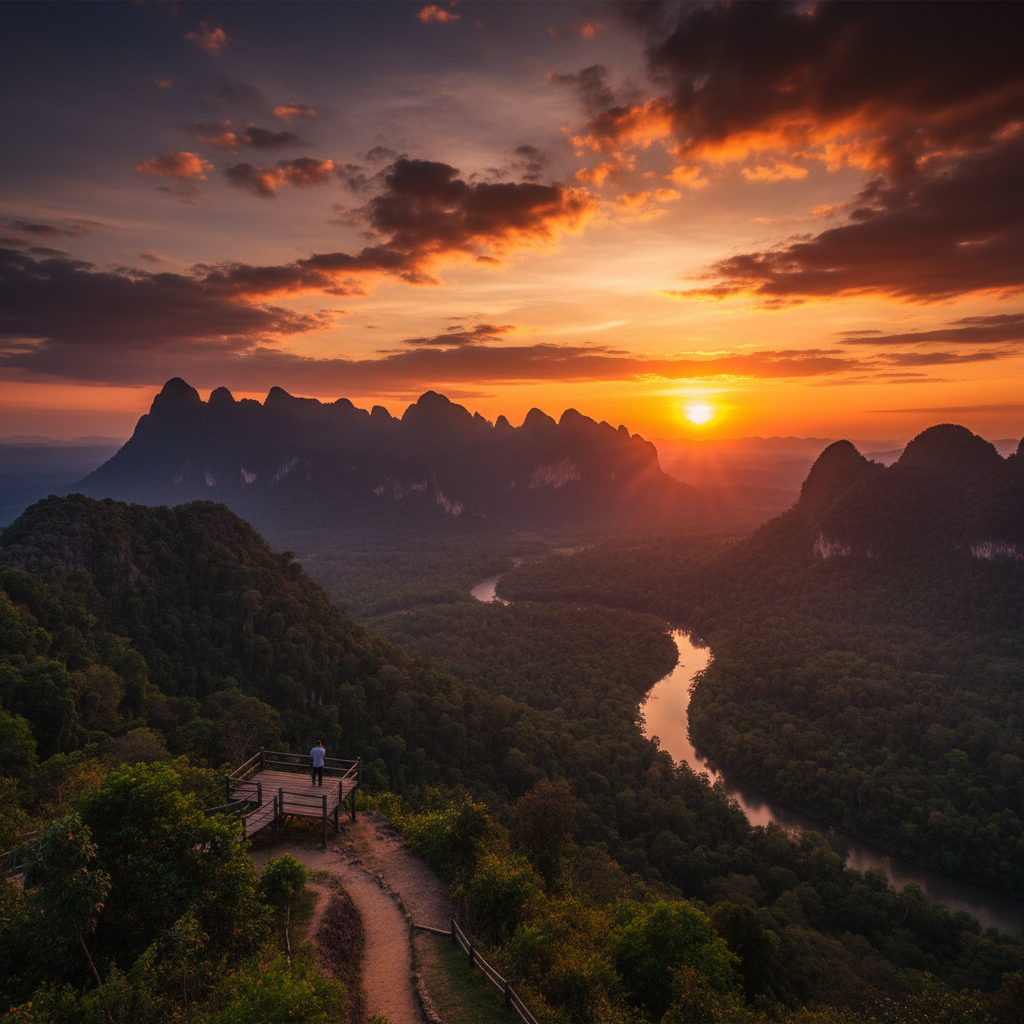 Sunset over Thailand's national parks