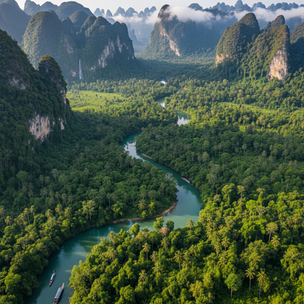Adventure activities in Thailand jungle landscape