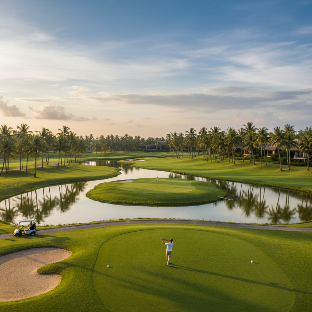 Laguna Golf Phuket with water hazards and palm trees