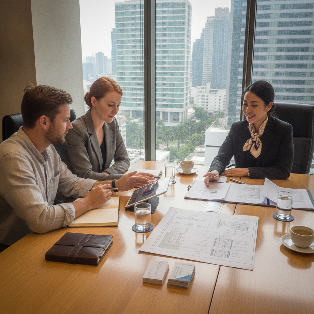 Expats consulting with a Thai real estate lawyer