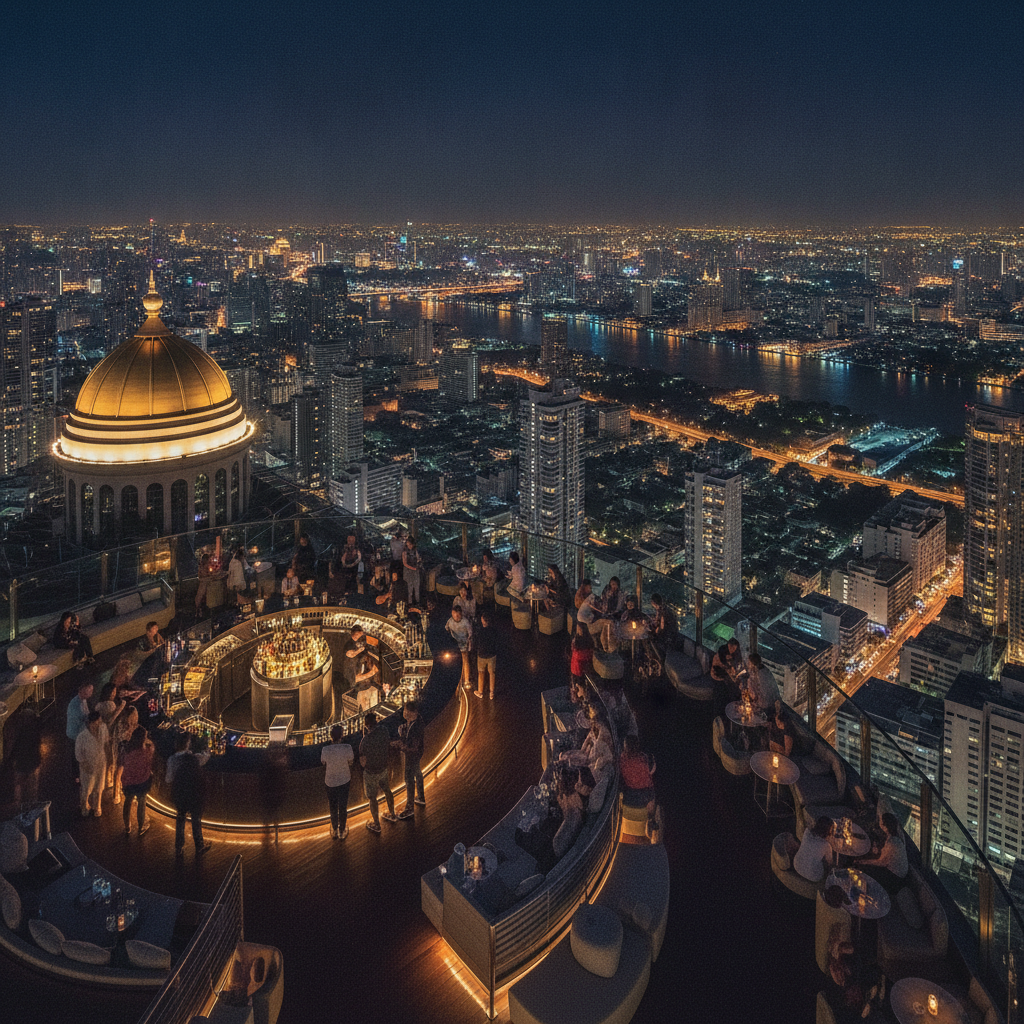 Bangkok rooftop bar with city view
