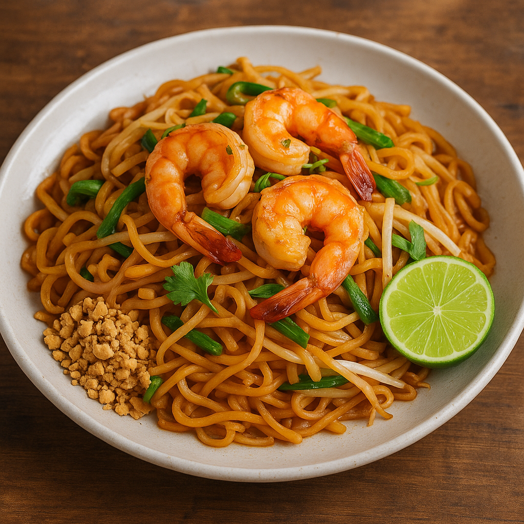 Autentisk Pad Thai med rejer og lime