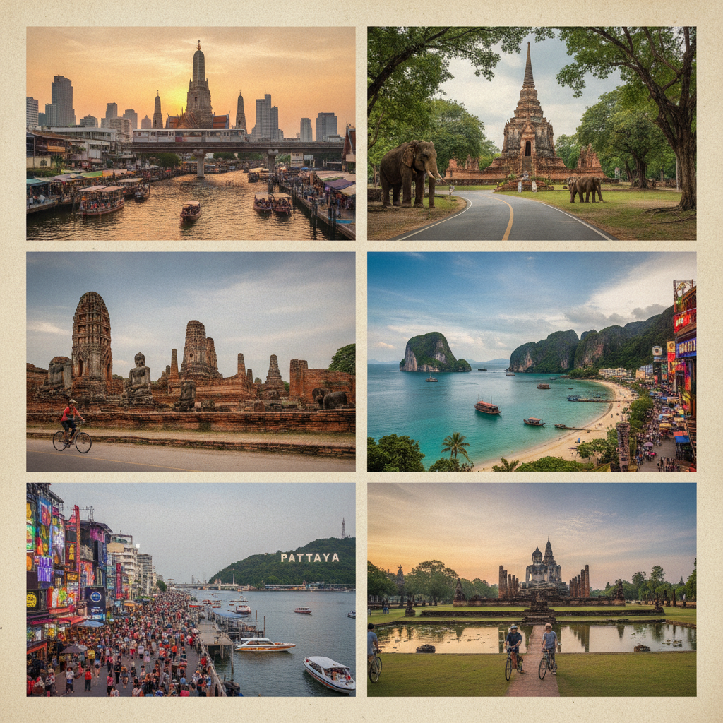 Collage of best cities in Thailand for digital nomads