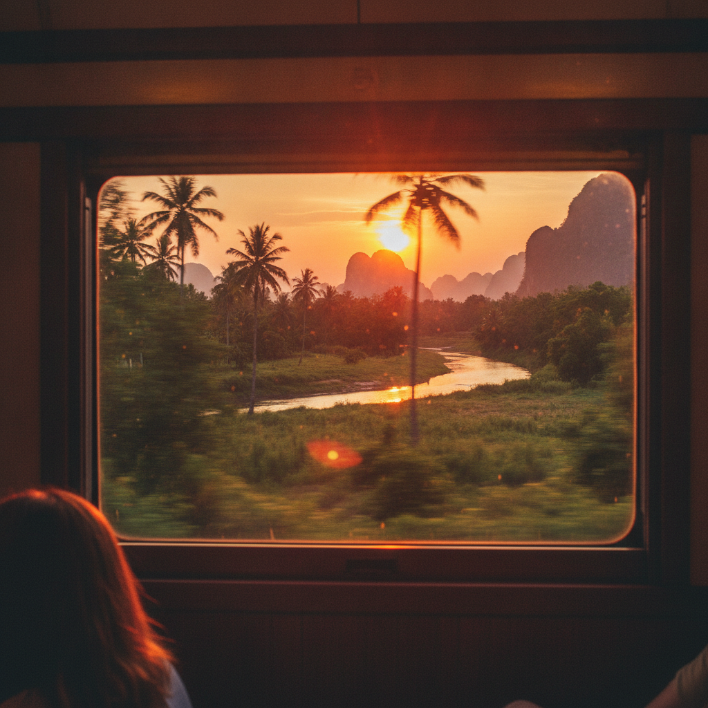 Sunset train view Thailand