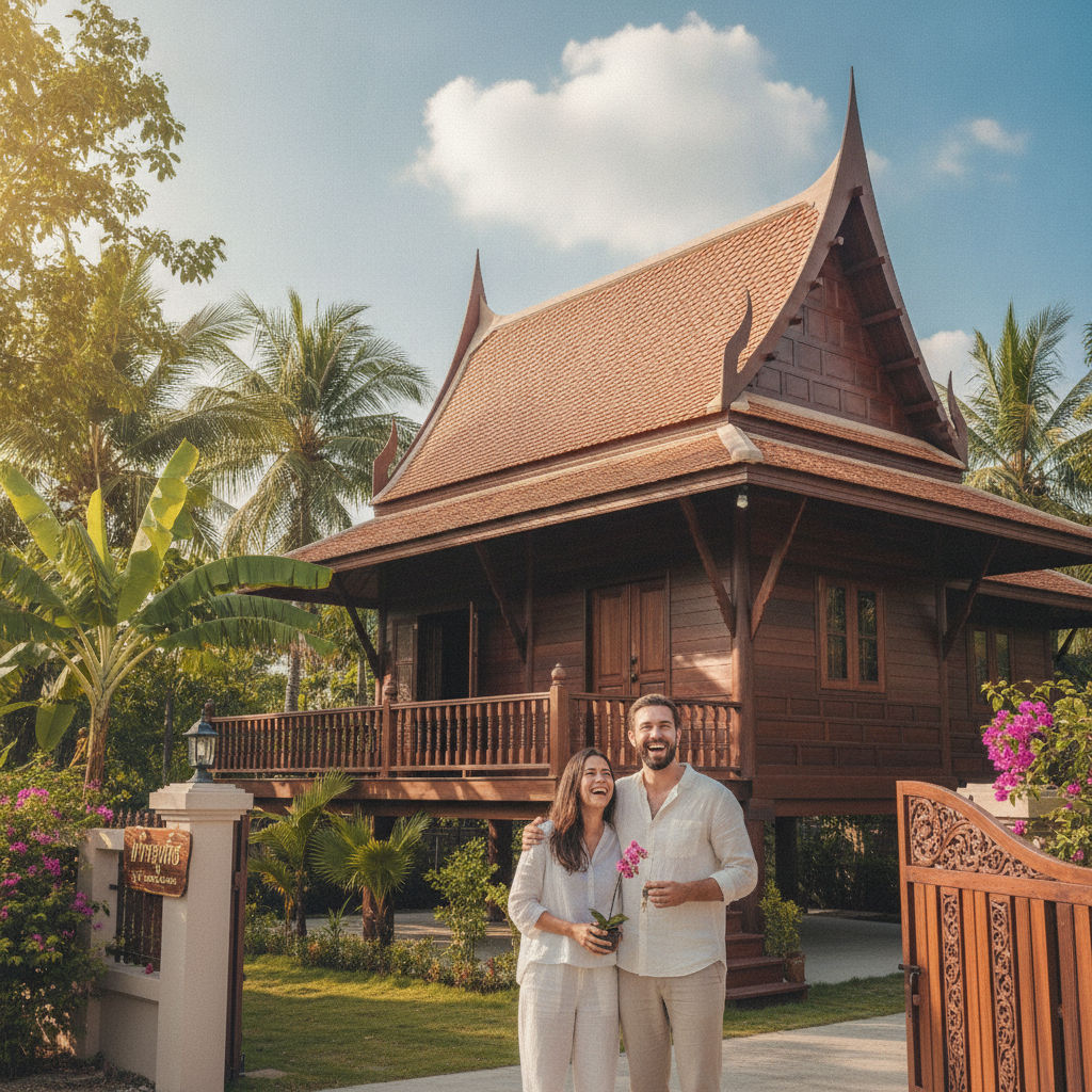 Happy foreign homeowners in Thailand