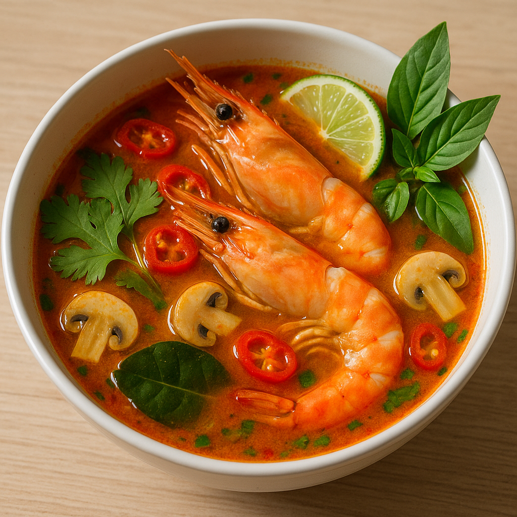 Tom Yum Goong suppe med friske krydderurter